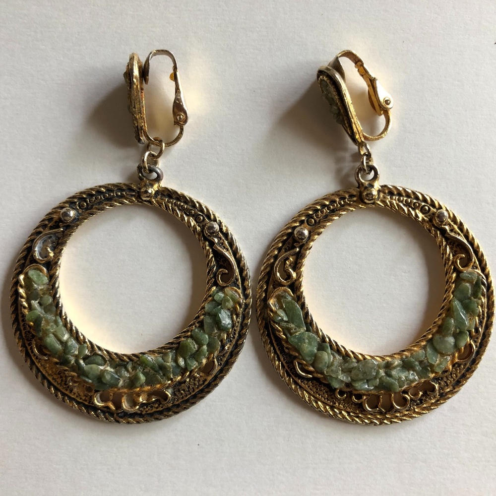 Vintage mod hoop clip on earrings